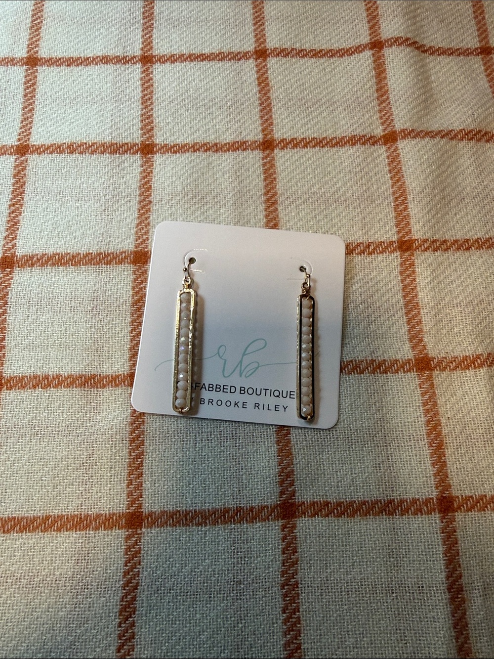 White Pearl Drop Earrings with gold trim New
